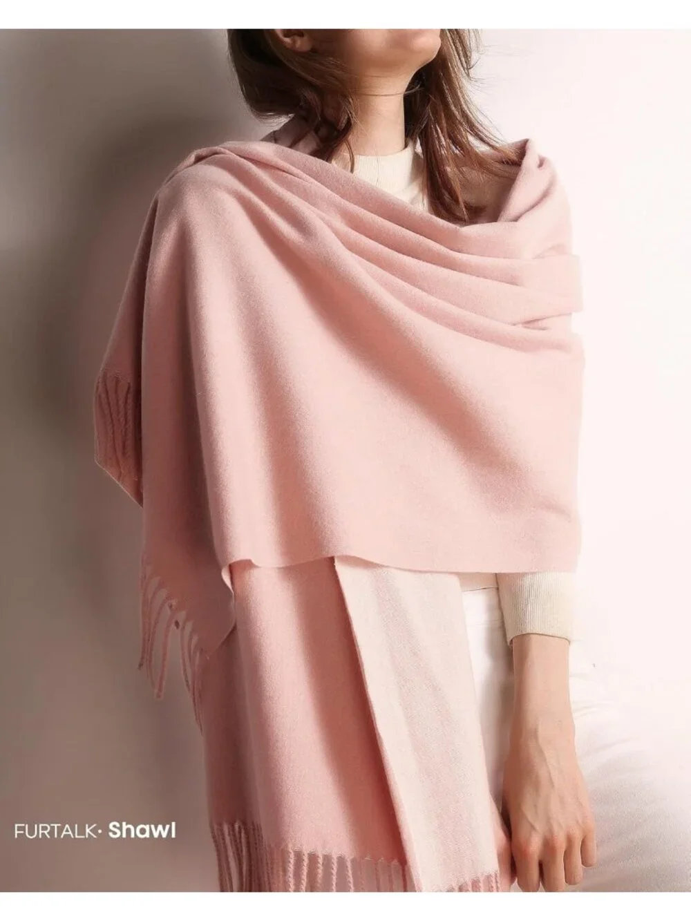 Women's Baby Pink Evening Dresses Blanket Imported Pashmina Shawl Scarves